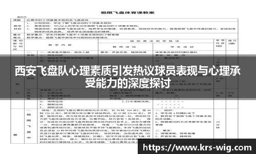 西安飞盘队心理素质引发热议球员表现与心理承受能力的深度探讨
